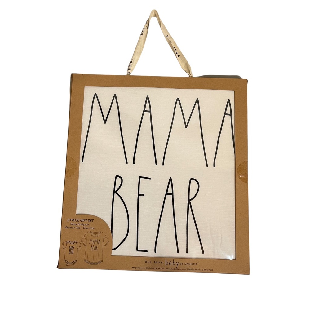 Rae Dunn Mama Top & Baby Bear Bodysuit 2 Piece Gift Set